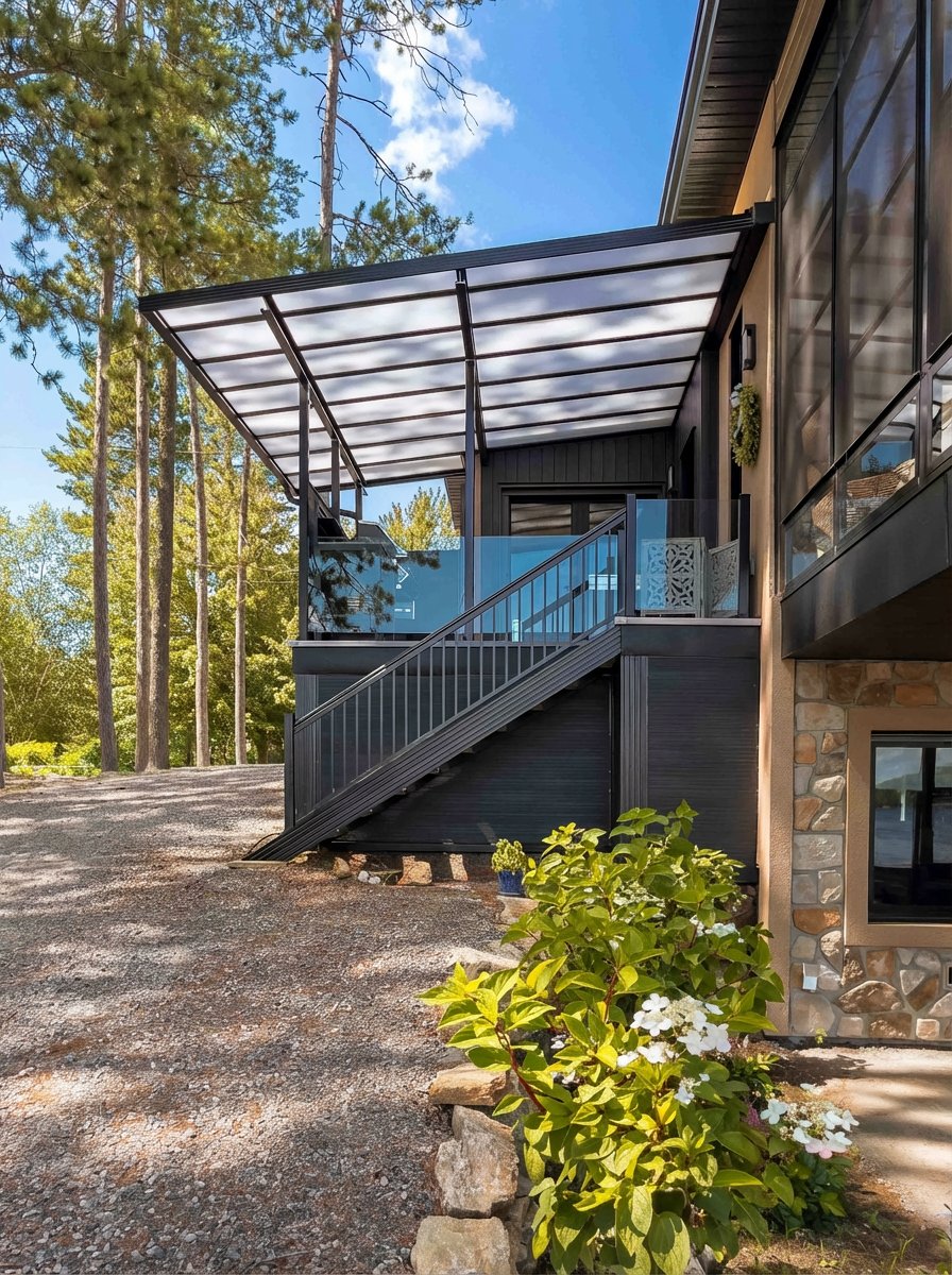 Completed composite deck and outdoor living space