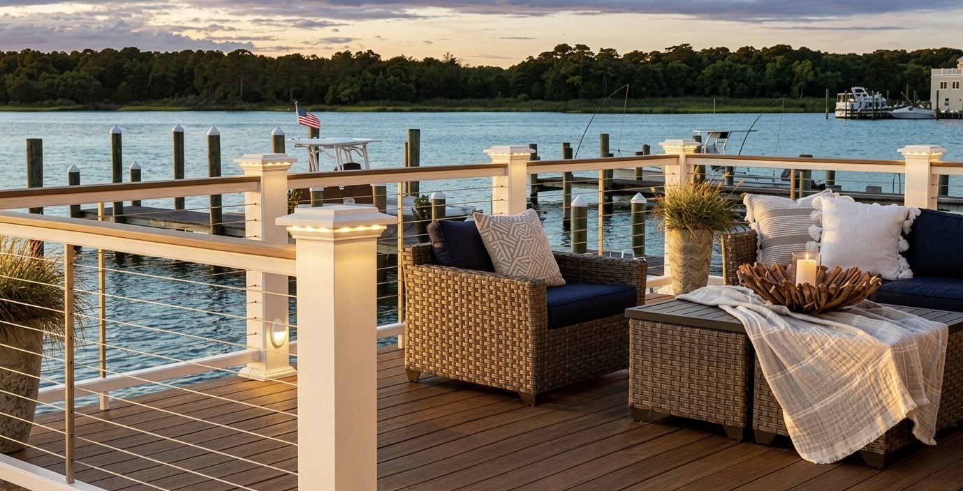 Finished outdoor living deck space